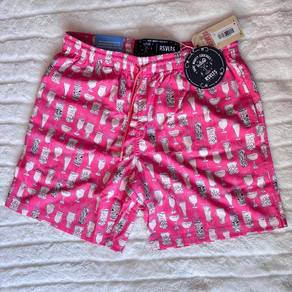 RSVLTS Men’s Swim Trunks – Pink Cocktail Glass Print – NWT Size M - Picture 2 of 4
